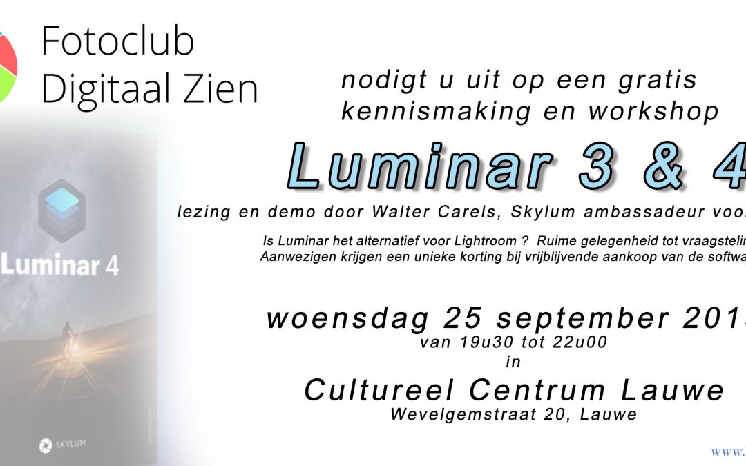 25/09/2019 – Workshop kennismaking met Luminar 3 & 4